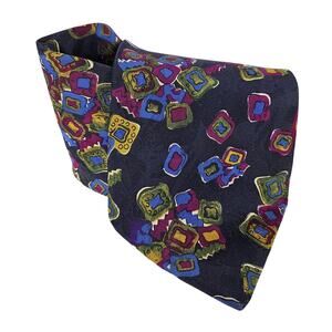 PAL ZILERI MEN’S 4" TIE – 100% SILK – GEOMETRIC PATTERN – VINTAGE ITALIAN DESIGN